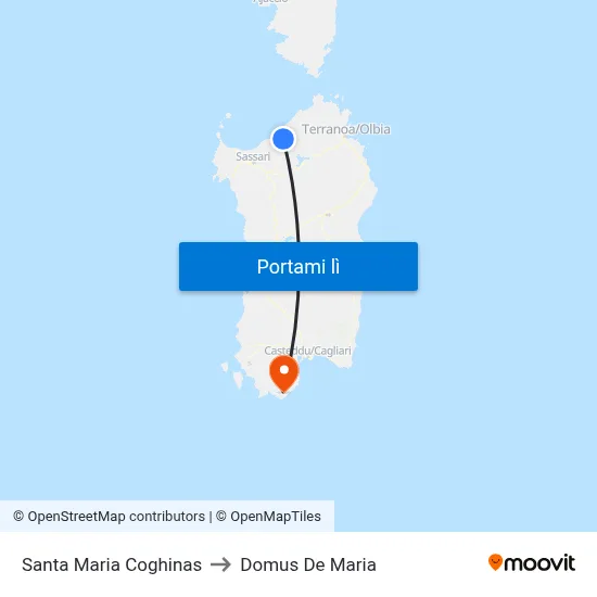 Santa Maria Coghinas to Domus De Maria map