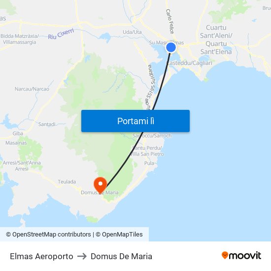 Elmas Aeroporto to Domus De Maria map