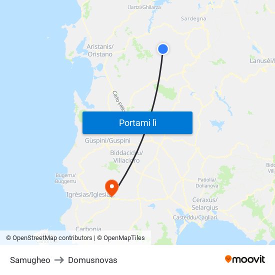 Samugheo to Domusnovas map