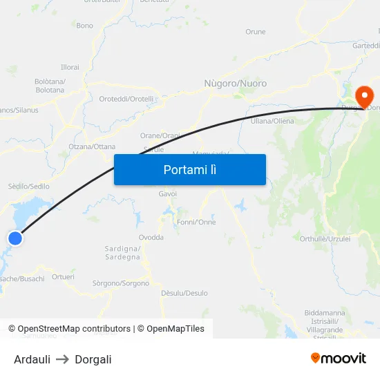 Ardauli to Dorgali map