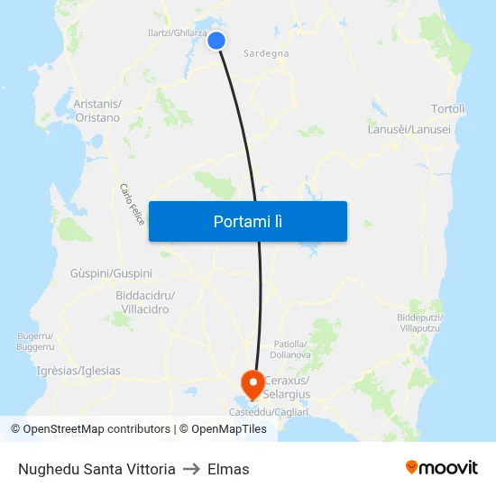 Nughedu Santa Vittoria to Elmas map