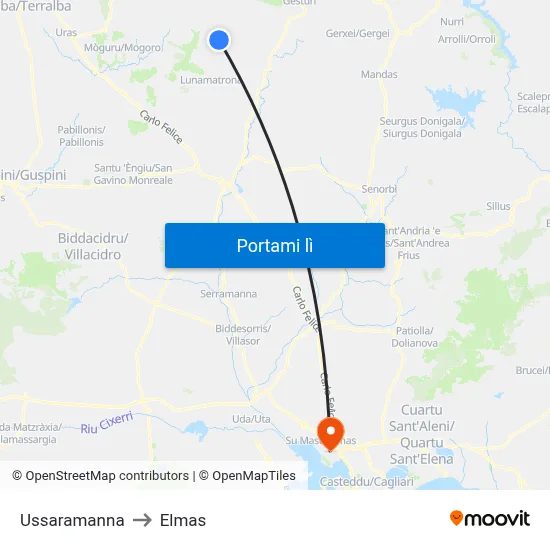 Ussaramanna to Elmas map
