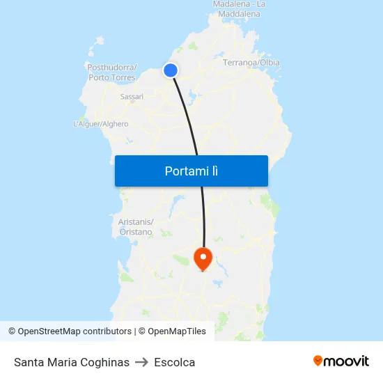 Santa Maria Coghinas to Escolca map