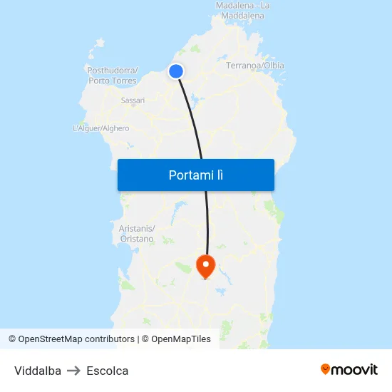 Viddalba to Escolca map