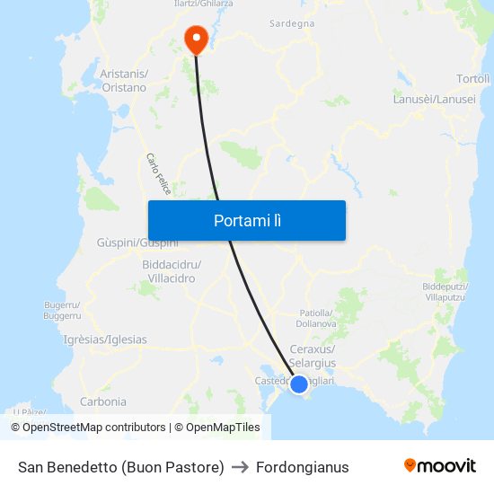 San Benedetto (Buon Pastore) to Fordongianus map