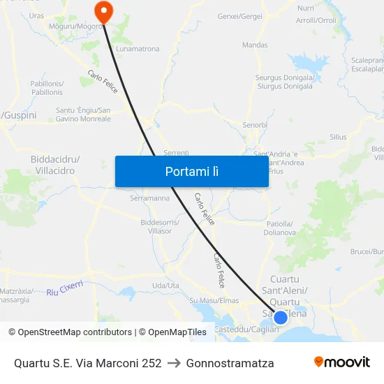 Quartu S.E. Via Marconi 252 to Gonnostramatza map