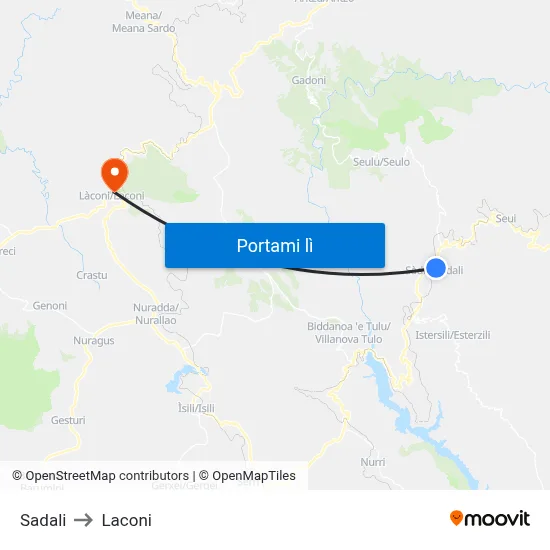 Sadali to Laconi map
