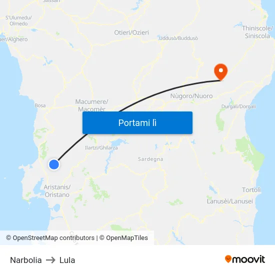 Narbolia to Lula map