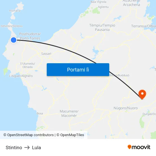 Stintino to Lula map