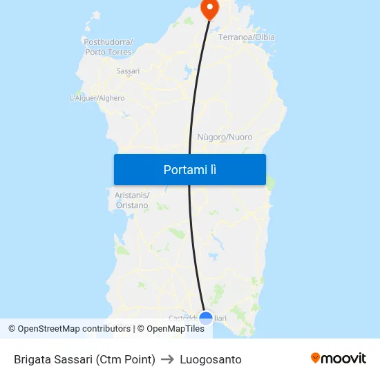 Brigata Sassari (Ctm Point) to Luogosanto map