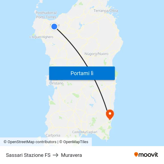 Sassari Stazione FS to Muravera map
