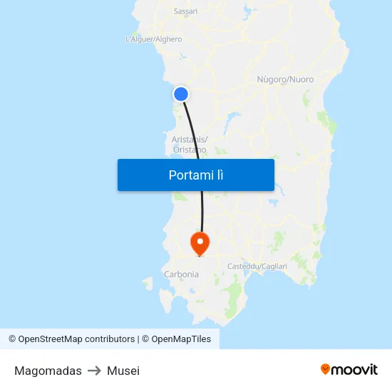 Magomadas to Musei map