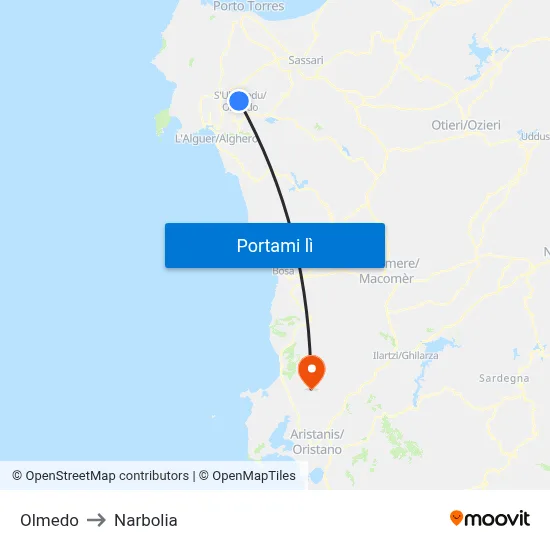 Olmedo to Narbolia map