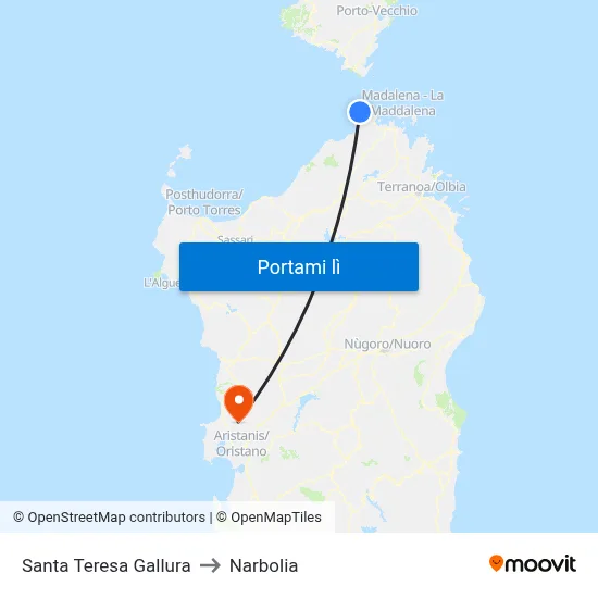 Santa Teresa Gallura to Narbolia map