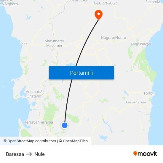 Baressa to Nule map