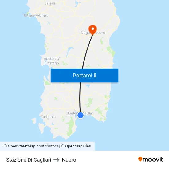 Stazione Di Cagliari to Nuoro map