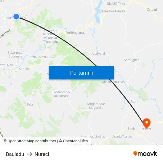 Bauladu to Nureci map