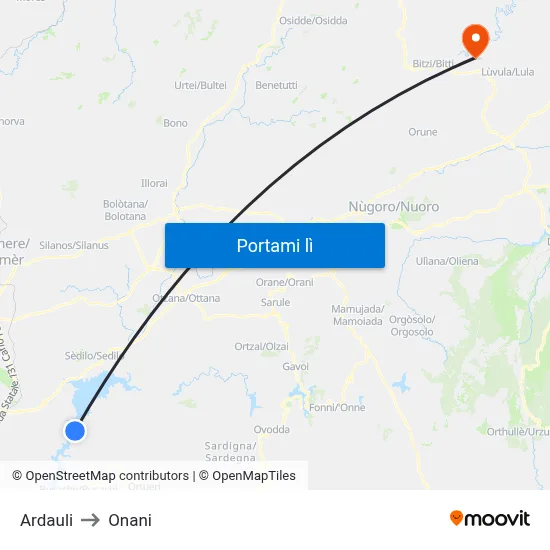 Ardauli to Onani map