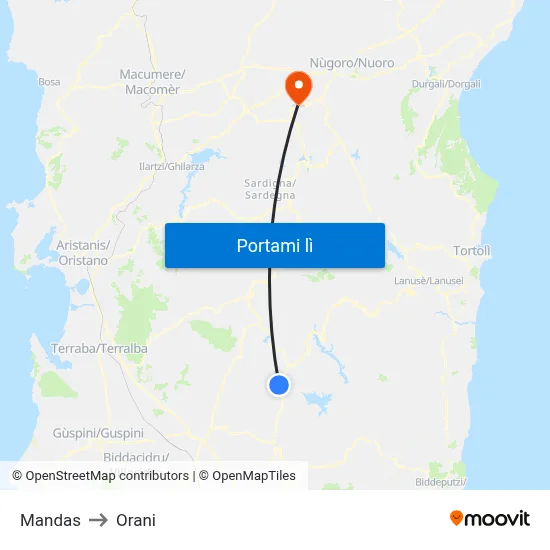 Mandas to Orani map