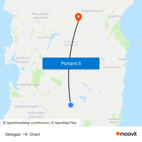 Selegas to Orani map