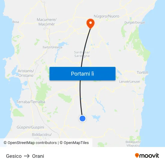 Gesico to Orani map
