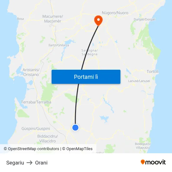 Segariu to Orani map