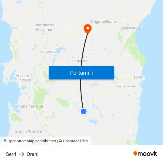 Serri to Orani map