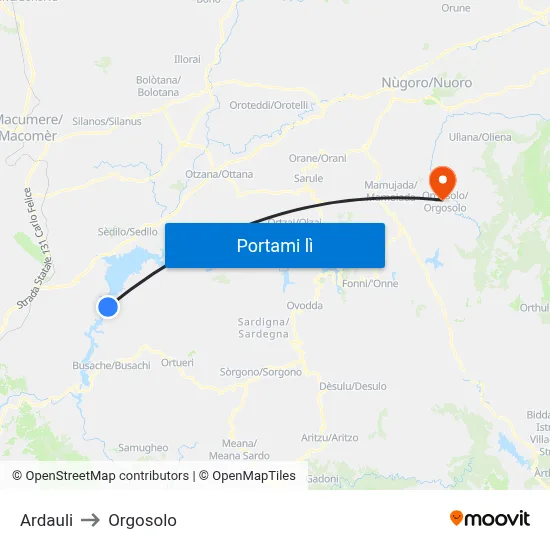Ardauli to Orgosolo map