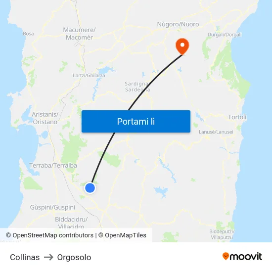 Collinas to Orgosolo map