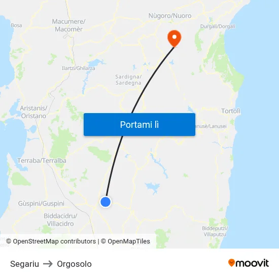 Segariu to Orgosolo map