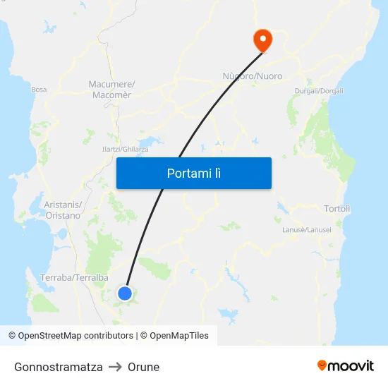 Gonnostramatza to Orune map