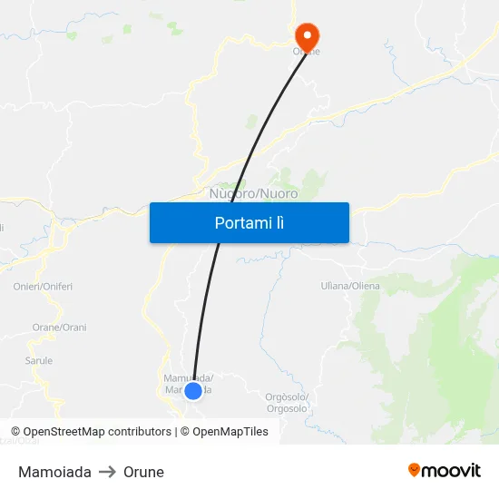 Mamoiada to Orune map