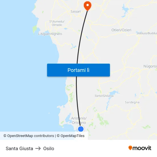Santa Giusta to Osilo map