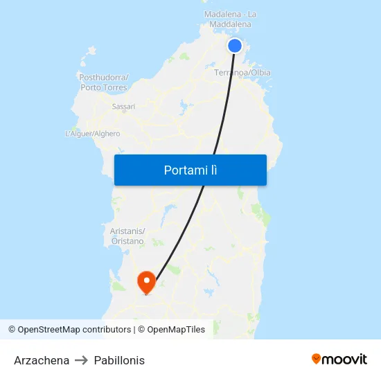 Arzachena to Pabillonis map