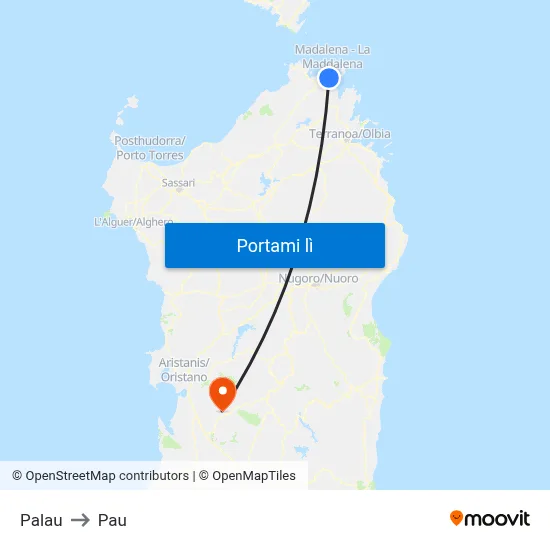 Palau to Pau map