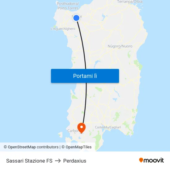 Sassari Stazione FS to Perdaxius map
