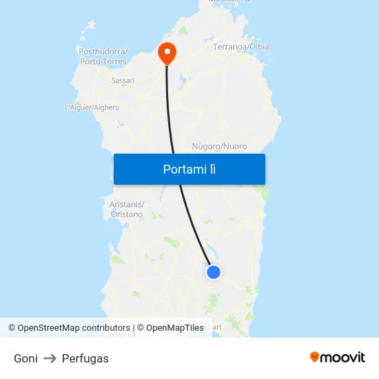 Goni to Perfugas map