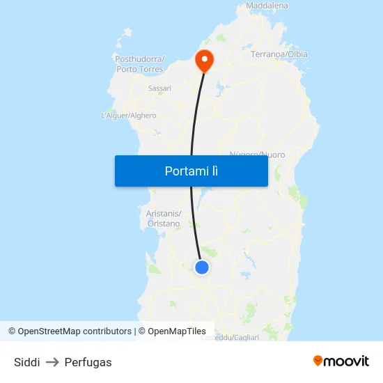 Siddi to Perfugas map