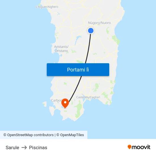 Sarule to Piscinas map