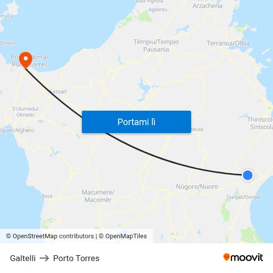 Galtelli to Porto Torres map