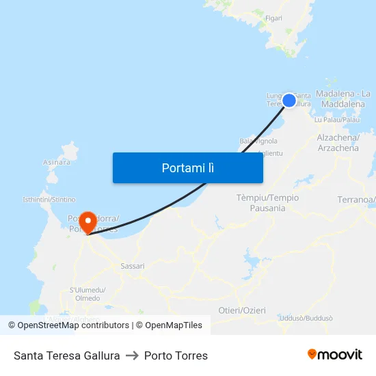 Santa Teresa Gallura to Porto Torres map