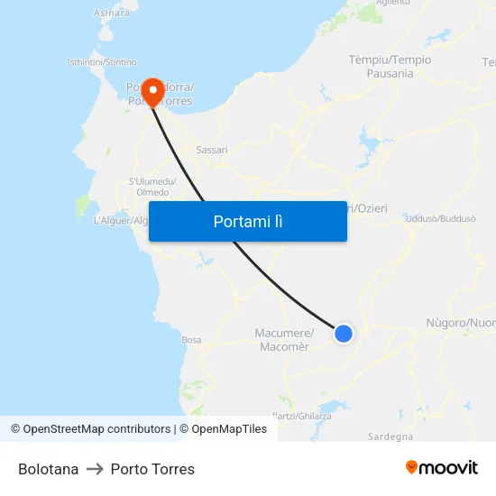 Bolotana to Porto Torres map