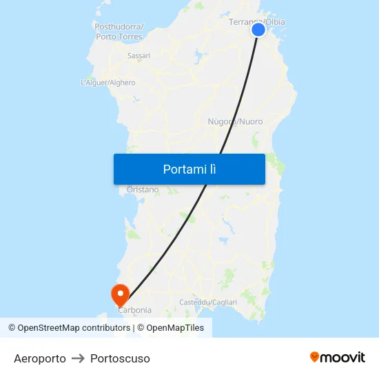 894 - Aeroporto to Portoscuso map