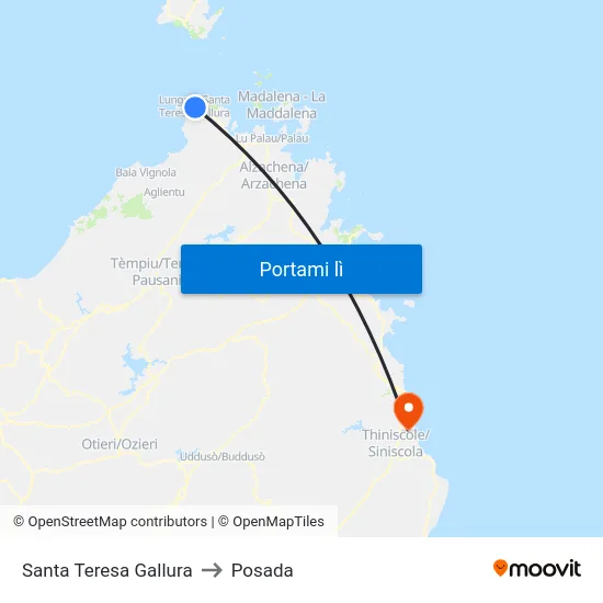 Santa Teresa Gallura to Posada map