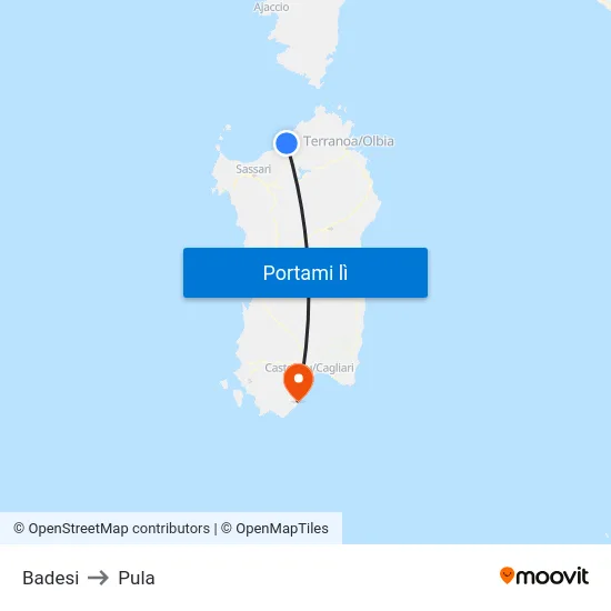 Badesi to Pula map