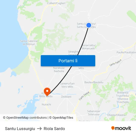 Santu Lussurgiu to Riola Sardo map