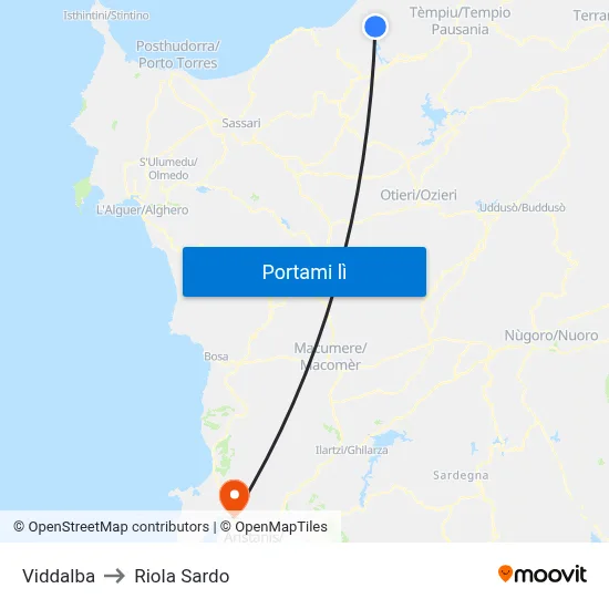 Viddalba to Riola Sardo map