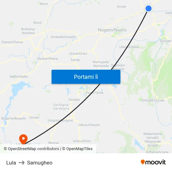 Lula to Samugheo map