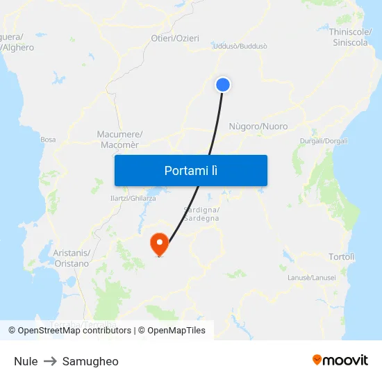 Nule to Samugheo map