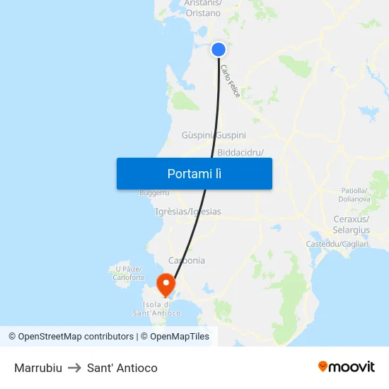 Marrubiu to Sant' Antioco map